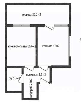 1-к квартира, вторичка, 48м2, 1/8 этаж