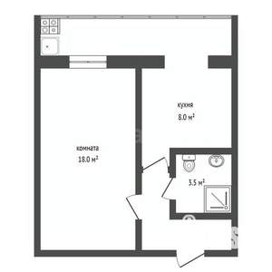 1-к квартира, вторичка, 32м2, 2/5 этаж