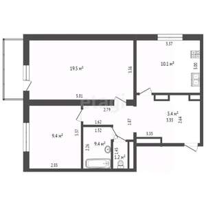 2-к квартира, вторичка, 60м2, 2/16 этаж