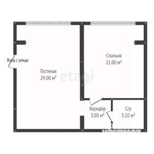 1-к квартира, вторичка, 56м2, 1/10 этаж