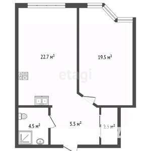2-к квартира, вторичка, 55м2, 2/7 этаж