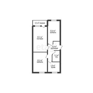 3-к квартира, вторичка, 57м2, 1/5 этаж