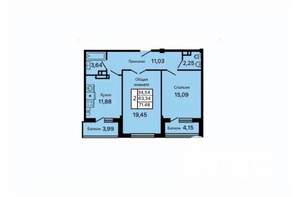 2-к квартира, вторичка, 71м2, 3/9 этаж