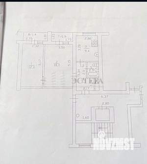2-к квартира, вторичка, 52м2, 8/9 этаж