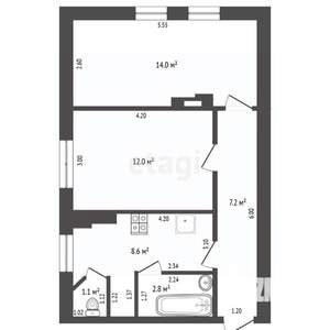 2-к квартира, вторичка, 46м2, 1/2 этаж