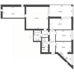 3-к квартира, вторичка, 126м2, 6/6 этаж