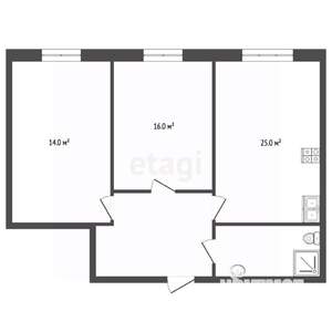 2-к квартира, вторичка, 69м2, 3/12 этаж