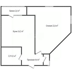 1-к квартира, вторичка, 48м2, 6/6 этаж