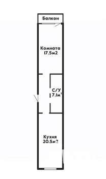 1-к квартира, вторичка, 53м2, 5/8 этаж
