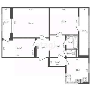 3-к квартира, вторичка, 63м2, 7/9 этаж