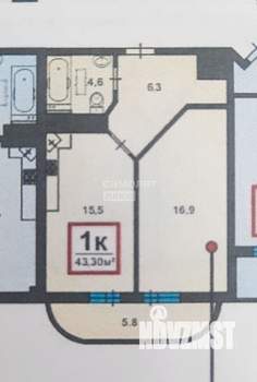 1-к квартира, вторичка, 42м2, 8/8 этаж