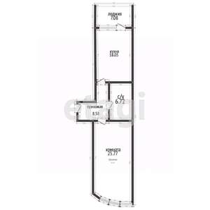 1-к квартира, вторичка, 67м2, 1/4 этаж