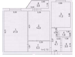 2-к квартира, вторичка, 62м2, 5/9 этаж