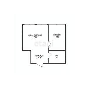 1-к квартира, вторичка, 38м2, 1/4 этаж