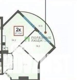 2-к квартира, вторичка, 67м2, 6/6 этаж