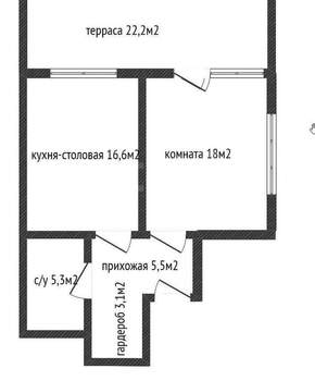 1-к квартира, вторичка, 48м2, 1/8 этаж