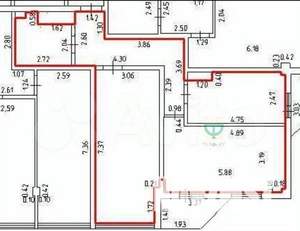 2-к квартира, вторичка, 70м2, 6/8 этаж