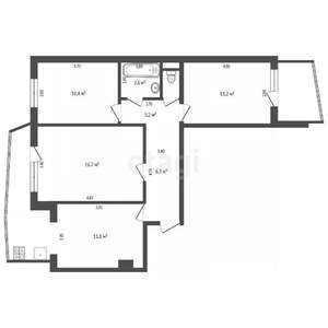 3-к квартира, вторичка, 63м2, 6/9 этаж