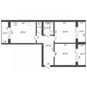 2-к квартира, вторичка, 80м2, 3/3 этаж