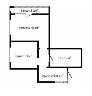 1-к квартира, вторичка, 51м2, 2/5 этаж