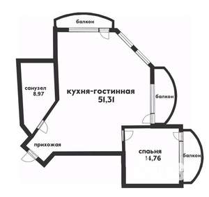 2-к квартира, вторичка, 74м2, 3/6 этаж