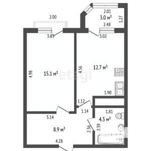 1-к квартира, вторичка, 41м2, 2/8 этаж