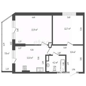 2-к квартира, вторичка, 53м2, 4/16 этаж