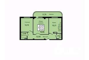 2-к квартира, вторичка, 79м2, 4/9 этаж