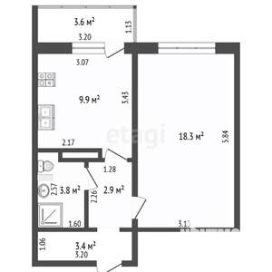 1-к квартира, вторичка, 39м2, 7/10 этаж