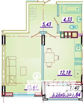 1-к квартира, вторичка, 38м2, 3/7 этаж