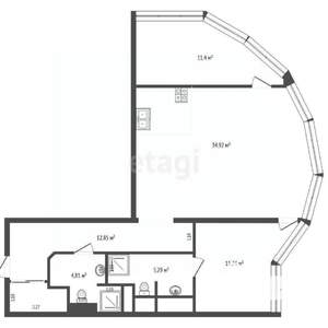 3-к квартира, вторичка, 91м2, 17/20 этаж