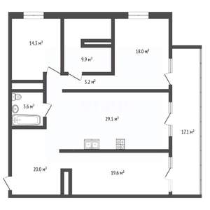 4-к квартира, вторичка, 137м2, 3/22 этаж