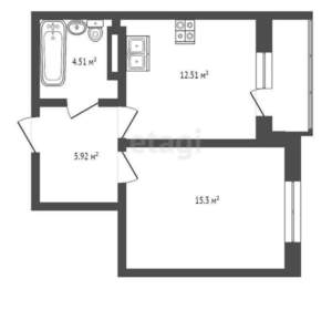 1-к квартира, вторичка, 35м2, 3/7 этаж