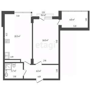1-к квартира, вторичка, 44м2, 6/10 этаж