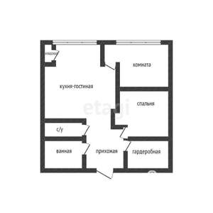 2-к квартира, вторичка, 52м2, 3/16 этаж