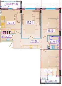 3-к квартира, вторичка, 81м2, 5/7 этаж
