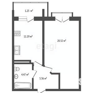 1-к квартира, вторичка, 41м2, 4/7 этаж