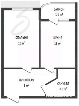 1-к квартира, вторичка, 42м2, 2/10 этаж