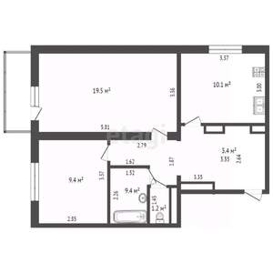 1-к квартира, вторичка, 49м2, 2/8 этаж