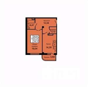 1-к квартира, вторичка, 56м2, 5/9 этаж