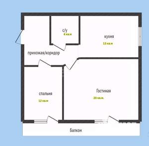 2-к квартира, вторичка, 51м2, 4/5 этаж