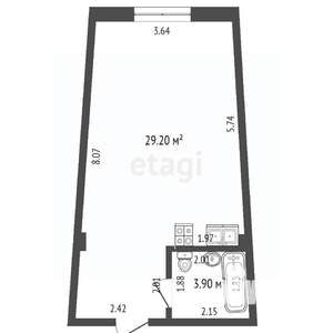 Студия квартира, вторичка, 33м2, 1/13 этаж