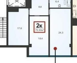 2-к квартира, вторичка, 76м2, 8/8 этаж