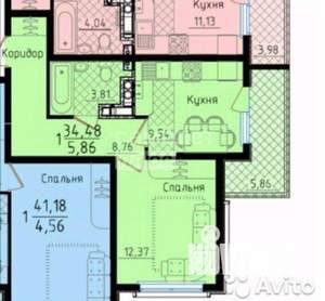 1-к квартира, вторичка, 35м2, 1/5 этаж