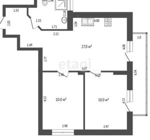 3-к квартира, вторичка, 57м2, 1/5 этаж