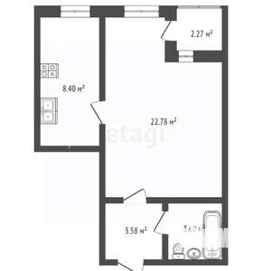 1-к квартира, вторичка, 42м2, 2/4 этаж