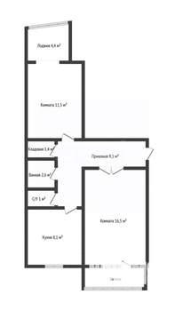 2-к квартира, вторичка, 56м2, 2/5 этаж
