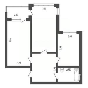 2-к квартира, вторичка, 63м2, 2/3 этаж