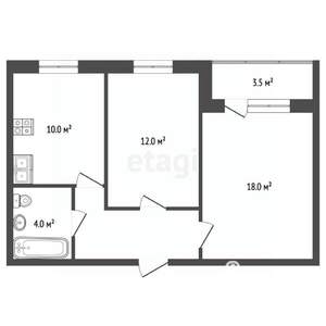 2-к квартира, вторичка, 53м2, 4/9 этаж