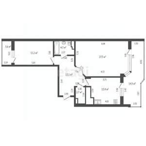 2-к квартира, вторичка, 76м2, 6/10 этаж